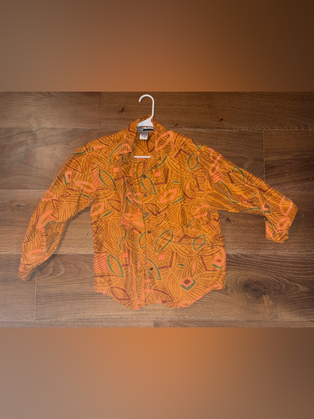 Diane Gilman Orange Printed Button-Down Shirt